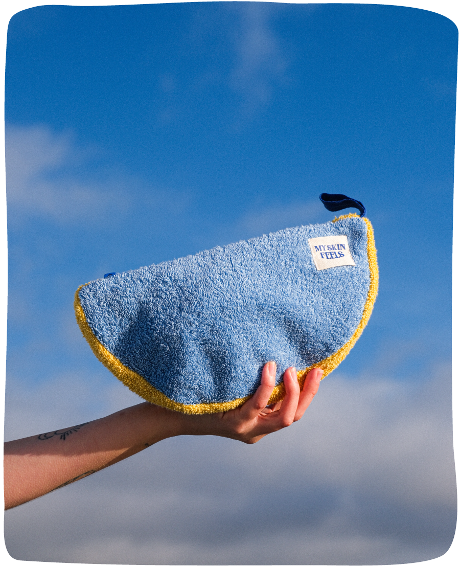 Vibey Wash Bag made with recycled beach towels